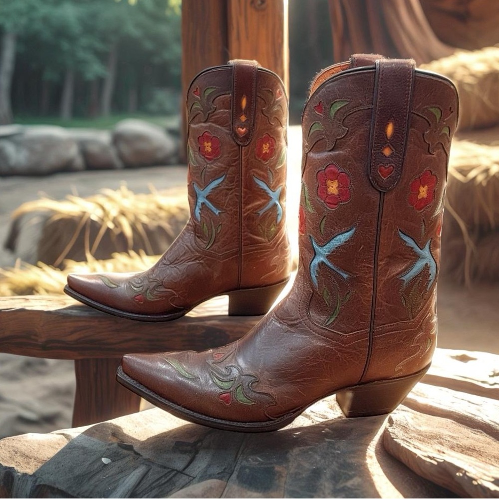 Women’s Size 6 M - Dan Post Blue Bird Cowboy Western Boots
